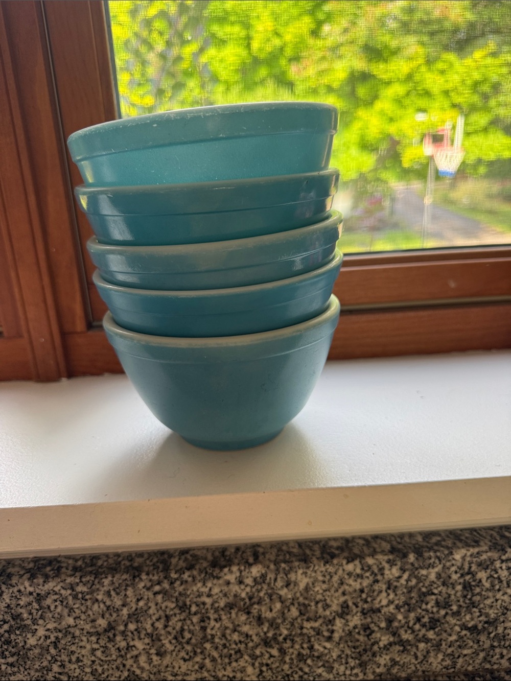 Pyrex Teal blue Mixing Bowls - Set of 5 Stackable Prep Bowls